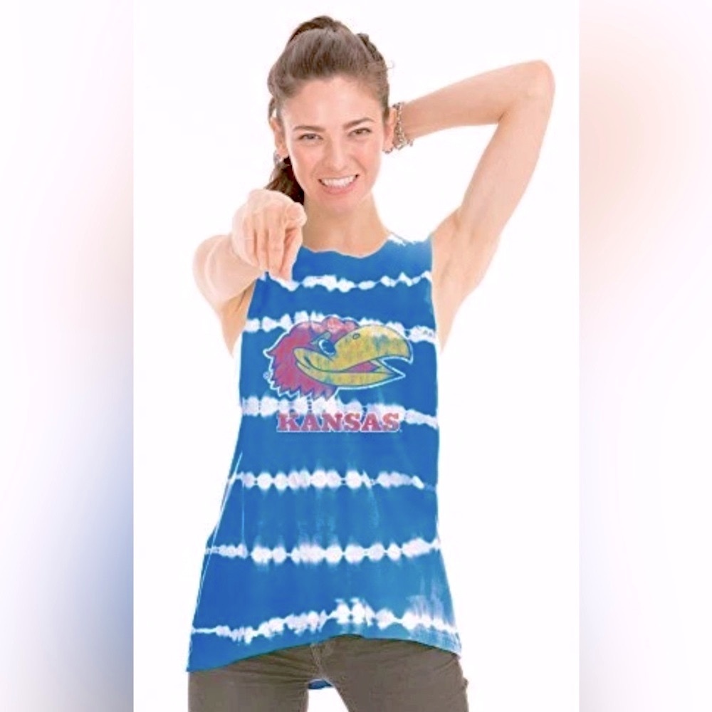 NWT [Venley] Kansas Jayhawks NCAA Tie-Dye Graphic Sleeveless Tank Top Women’s M
